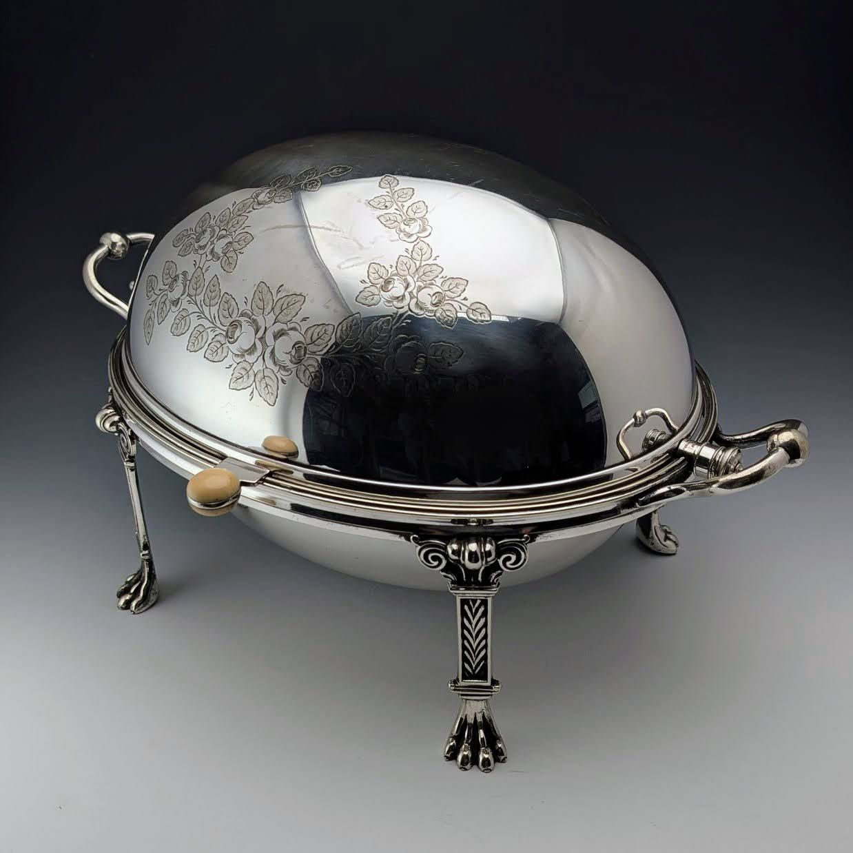 1900年頃 英国アンティーク シルバープレート製 ブレックファーストディッシュ 中皿なし e Goodfellow 1900年頃 英国アンティーク シルバープレート製 ブレック