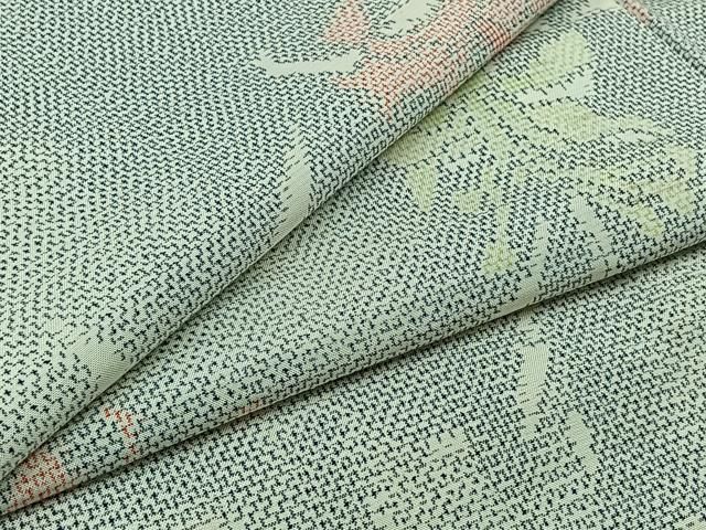 平和屋着物▽本場大島紬 白大島 単衣 草花文 正絹 AABB3562jh