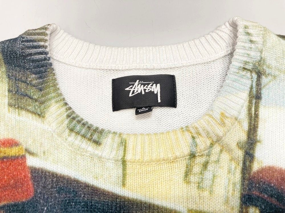 ステューシー STUSSY PETER TOSH PRINT SWEATER プリントセーター ニット プルオーバー セーター 総柄 マルチカラー Lサイズ 101MT-1999