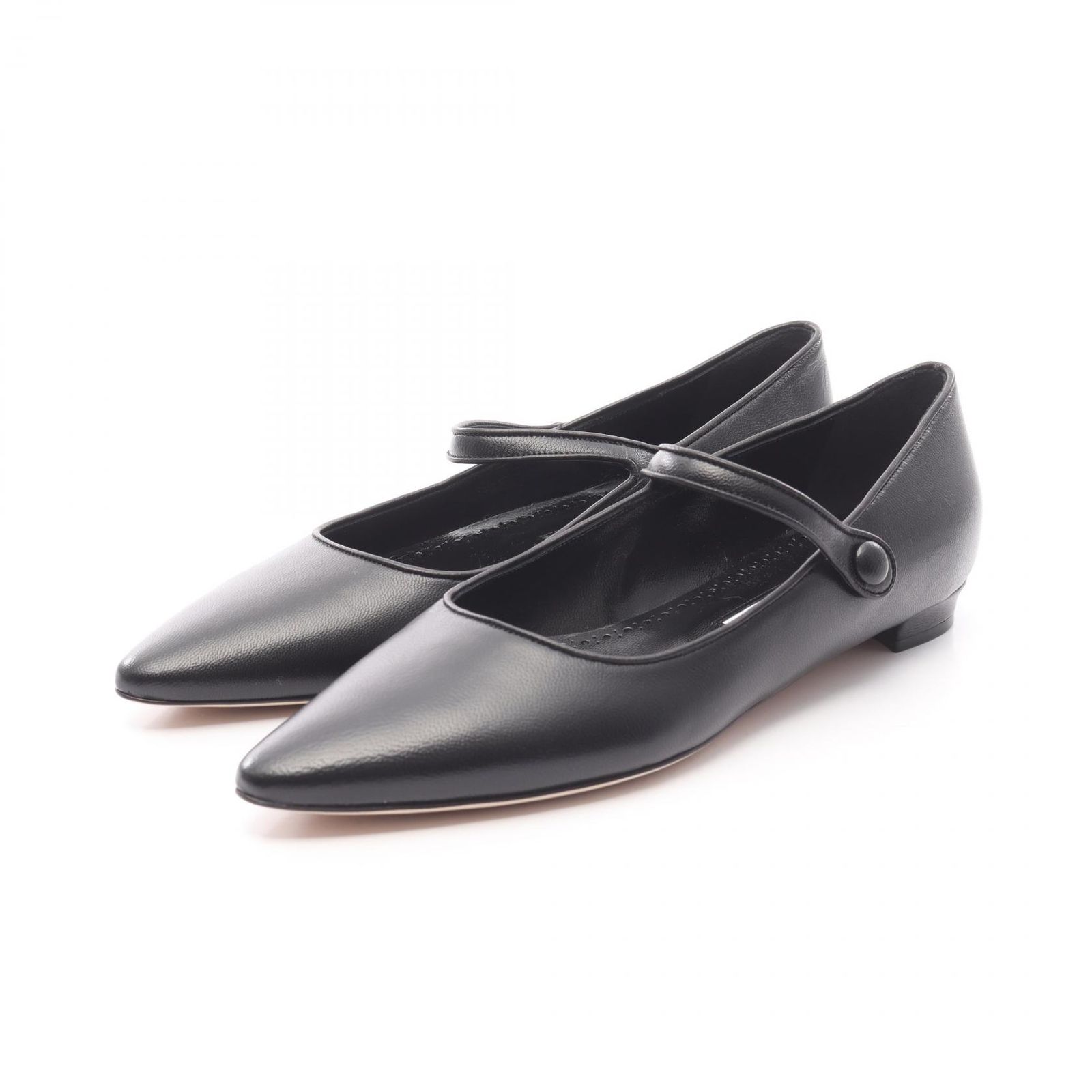 MANOLO BLAHNIK ブラックレザーパンプス　34 Manolo Blahnik Black Satin Open-Toe D'Orsay Heels sz 5