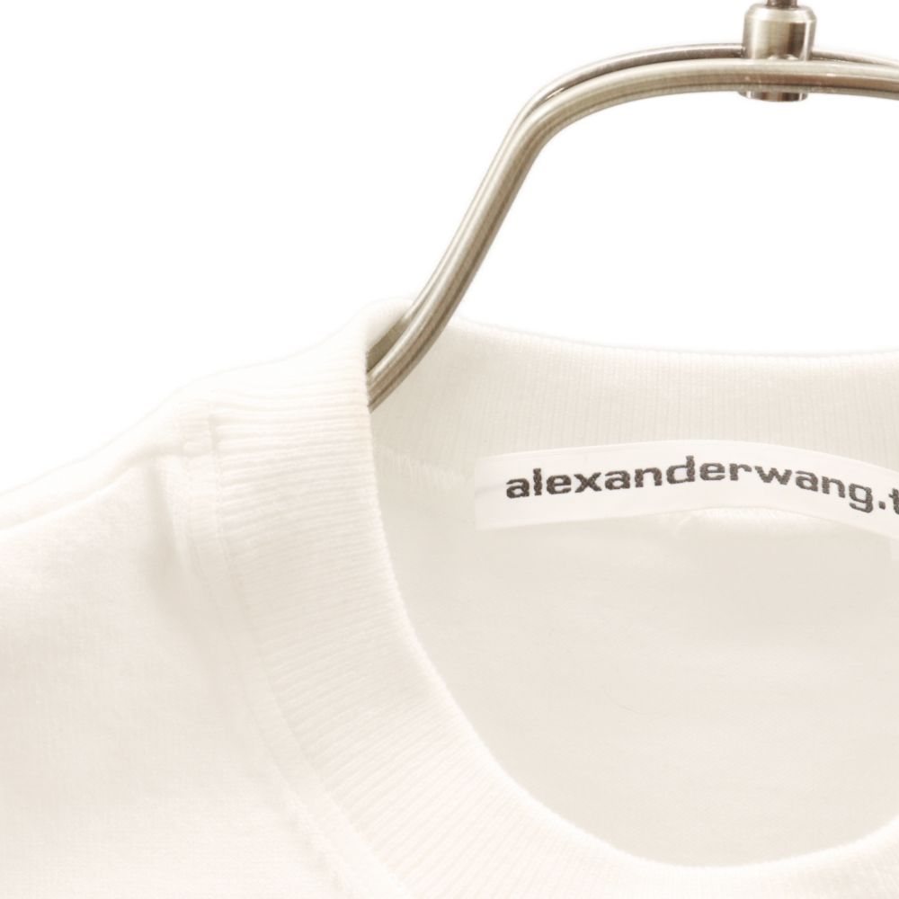 ALEXANDER WANG (アレキサンダーワン) フロントロゴパッチ長袖Tシャツ ショート丈 カットソー 4KC1221011 ホワイト