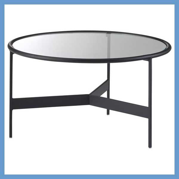 ガラステーブル ラウンド Ｌ ブラックアイアンフレーム W60×D60×H33cm No.241