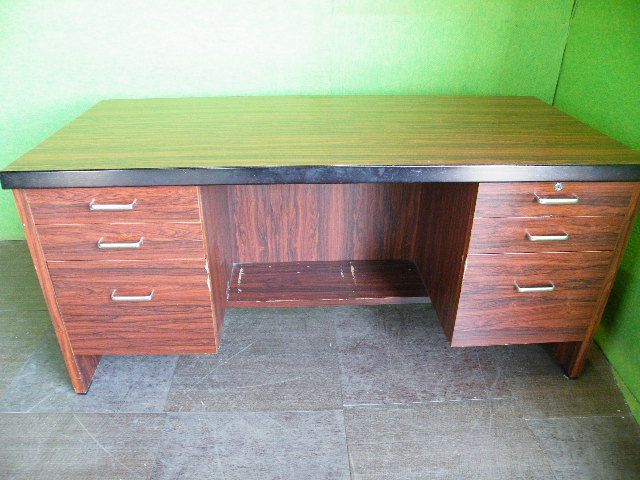 木製 両袖机 カギ無し H700mm×W1500mm×D700mm オフィスデスク 両袖デスク U-995