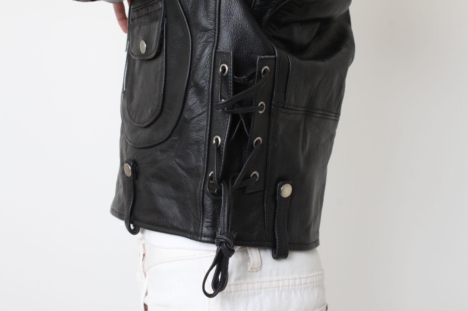 USA製 ライダースジャケット ダブル 肩落ち ラムレザーライク 黒色 USA製 ライダースジャケット ダブル 肩落ち ラムレザーライク 黒色