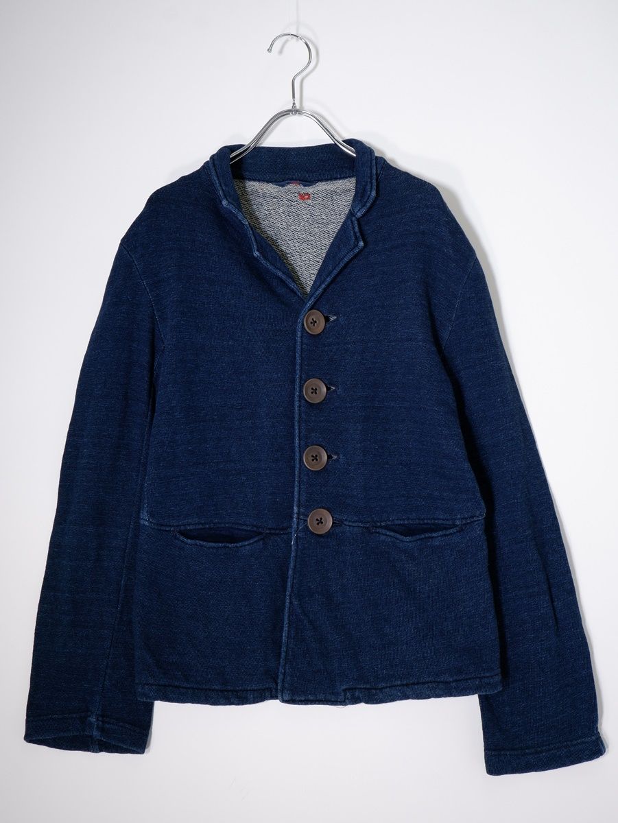 45Rフォーティファイブアール45rpm インディゴ藍染めスウェット デカボタンジャケット カーディガン 2 LTSA79432
