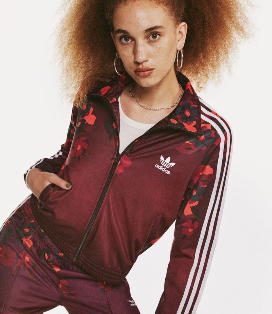 adidas HER フローラル トラックトップ ジャージ 女性L レッド系-