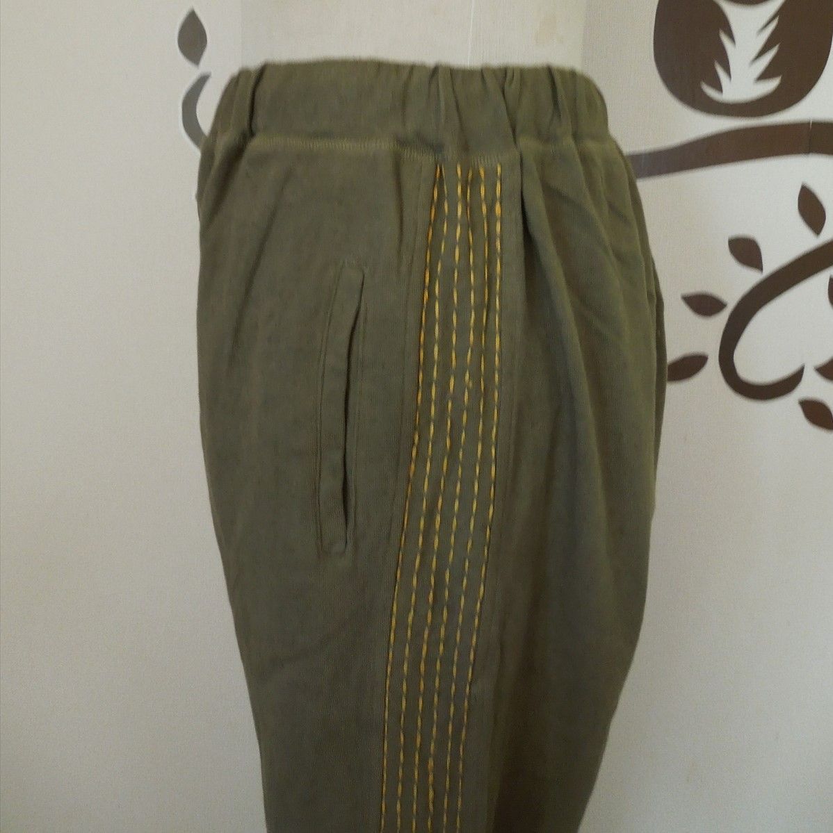 SALE】asana ヘンプコットン 刺し子 ジャージパンツ○草木染めマクガ  