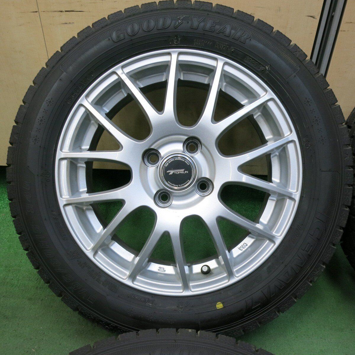 超バリ溝 24年 ほぼ10分 スタッドレス 185 60R15 グッドイヤー アイスナビ7 TOPRUN トップラン 15インチ PCD100 4H 5032511SYス