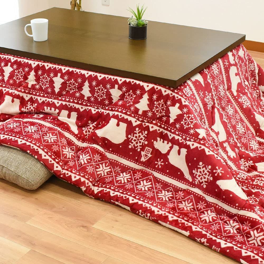 【数量限定】こたつ布団 長方形 約185×235cm シロクマ レッド こたつ掛け布団 コタツ 炬燵 布団 単品 掛布団 おしゃれ しろくま かわいい 冬 あったか フランネル