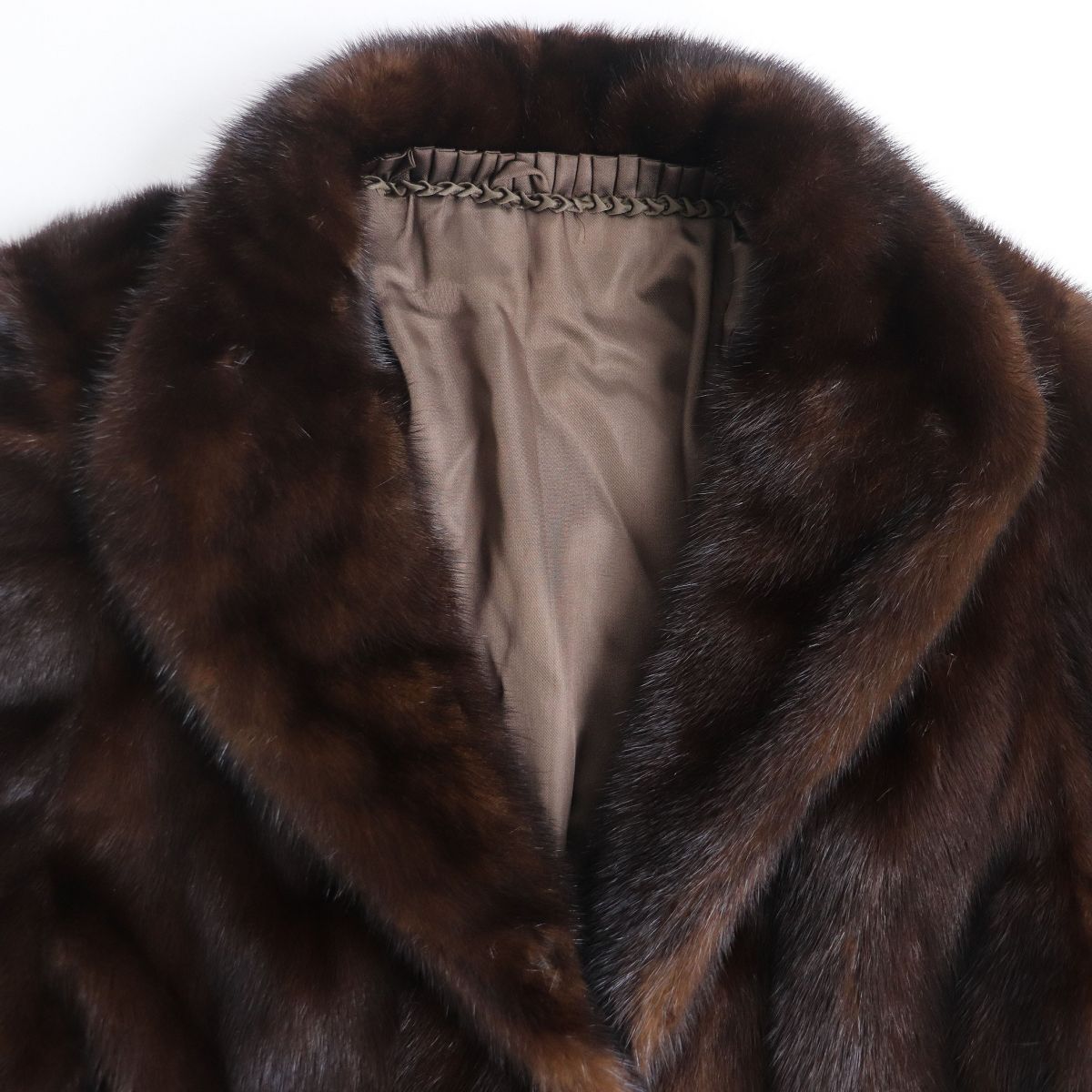 美品☆BRONZE FUR MINK ミンク デザイン 本毛皮コート ブラウン 11号