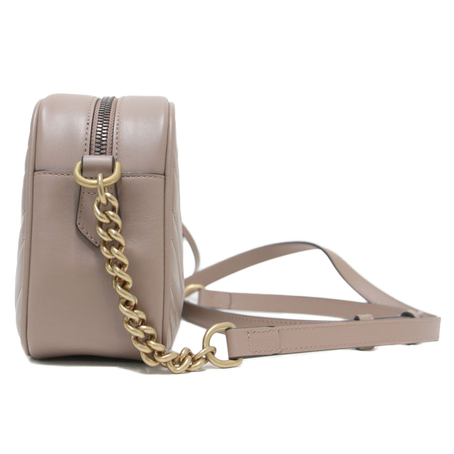 美品 GUCCI グッチ ショルダーバッグ カバン 鞄 ベージュ GGマーモント 