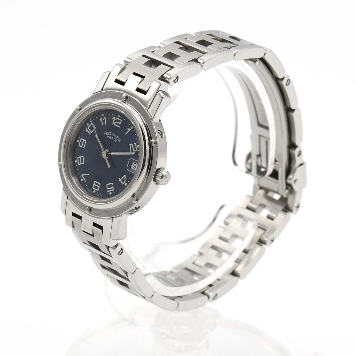 みぃエルメス時計極美品CL4.210新品電池新品仕上げ正常稼働品レディース エルメス クリッパー CL4.210 グレー レディース 時計 【中古
