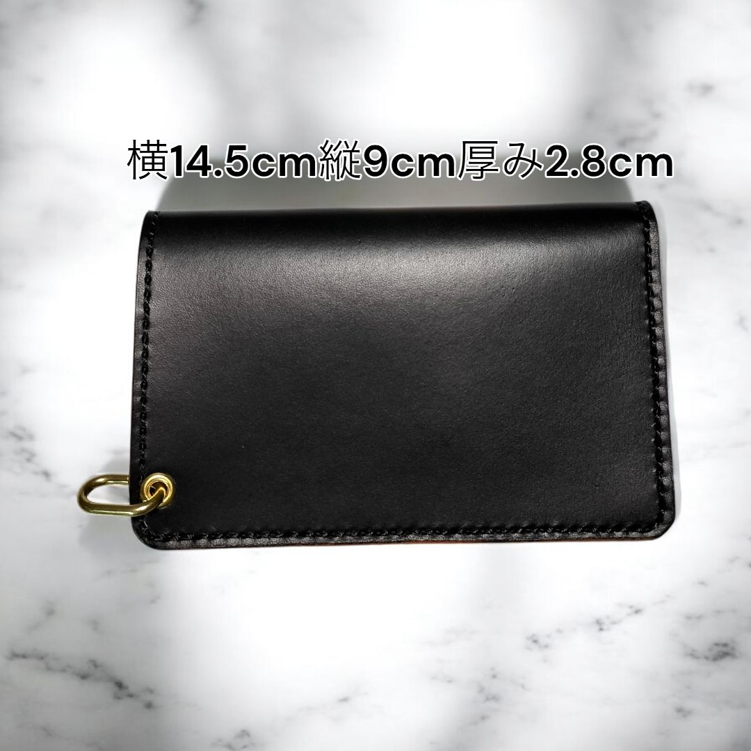 もとまち　ミドルトラッカーウォレット　栃木レザーブラック　真鍮 もとまち ミドルトラッカーウォレット 栃木レザーブラック 真鍮