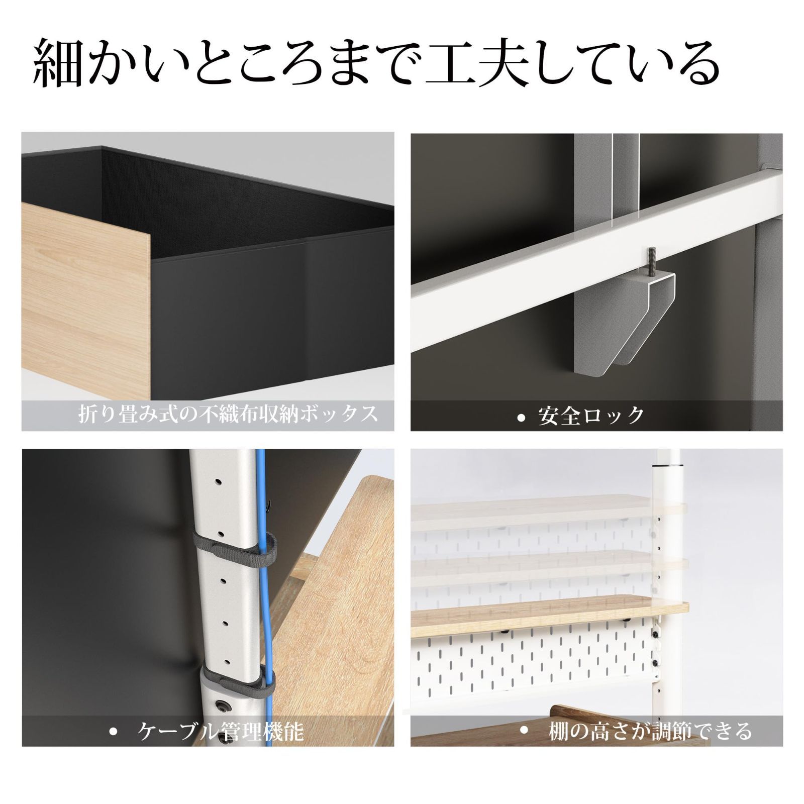 Kシリーズ テレビ台 マウント付き 移動式 60～100インチ テレビスタンド 大型テレビに対応 耐荷重80kg 有孔ボード付 引き出し付 高さ調節 FITUEYES 大容量収納 安定性よい 木製 オーク K-A211005WN