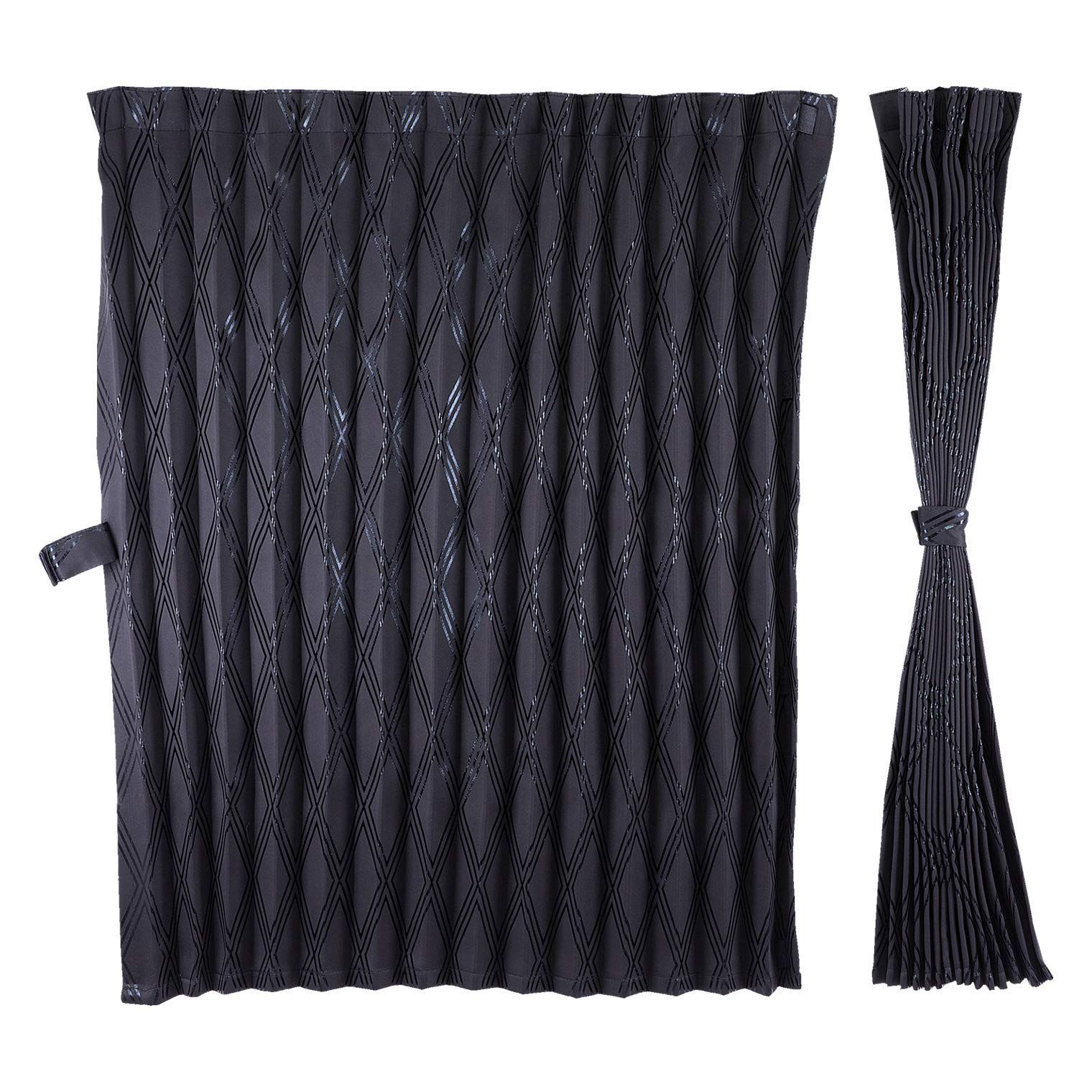 Size 丈85 cm x 幅240 cm 2枚組 _Color ブラック トラック用カーテン ミヤビ 仮眠カーテン 歌舞伎 遮光カーテン 一級 ブラック トラック|W 2400mm×H 850 KC-KBBK