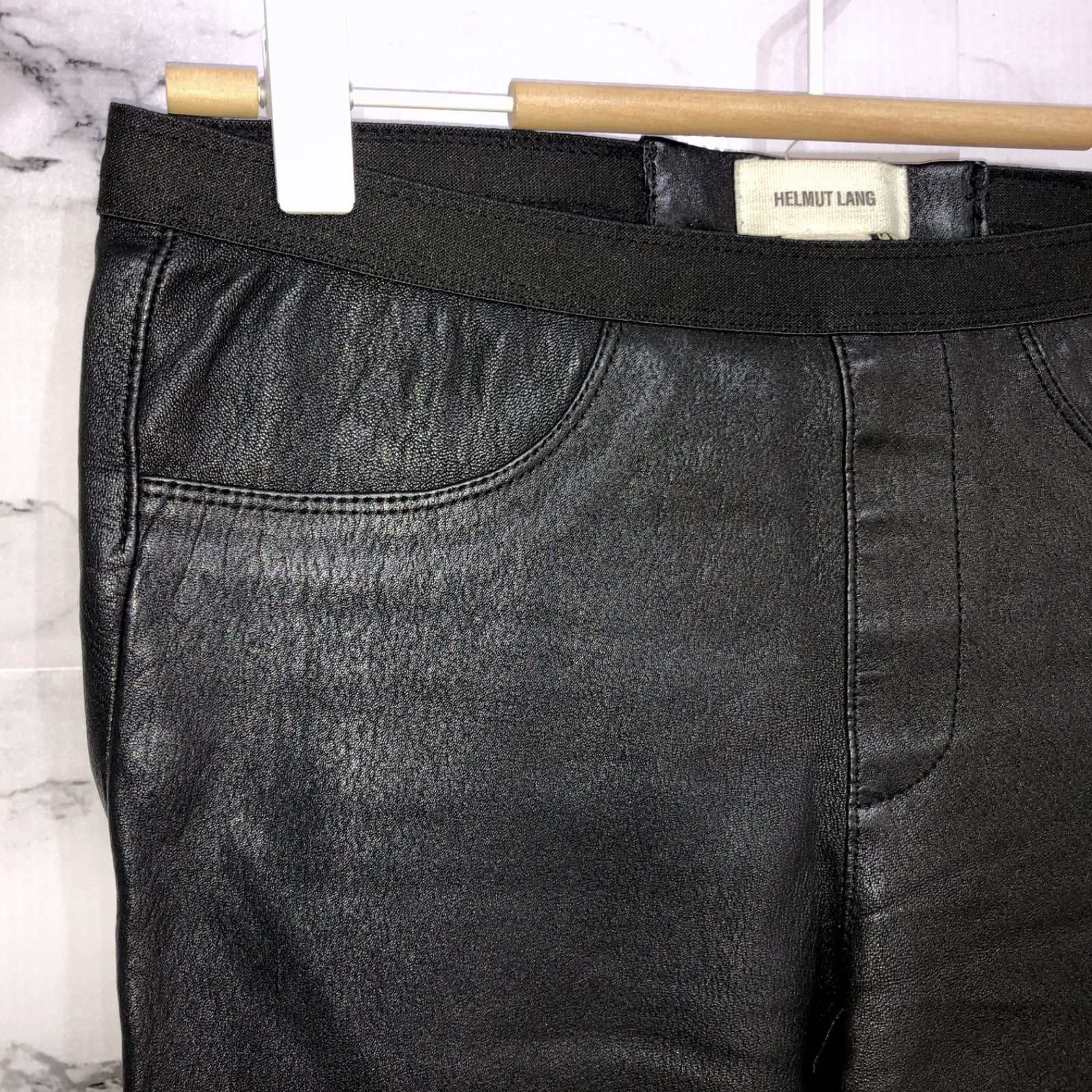 ヘルムートラング HELMUT LANG レザースキニーパンツ スパッツ
