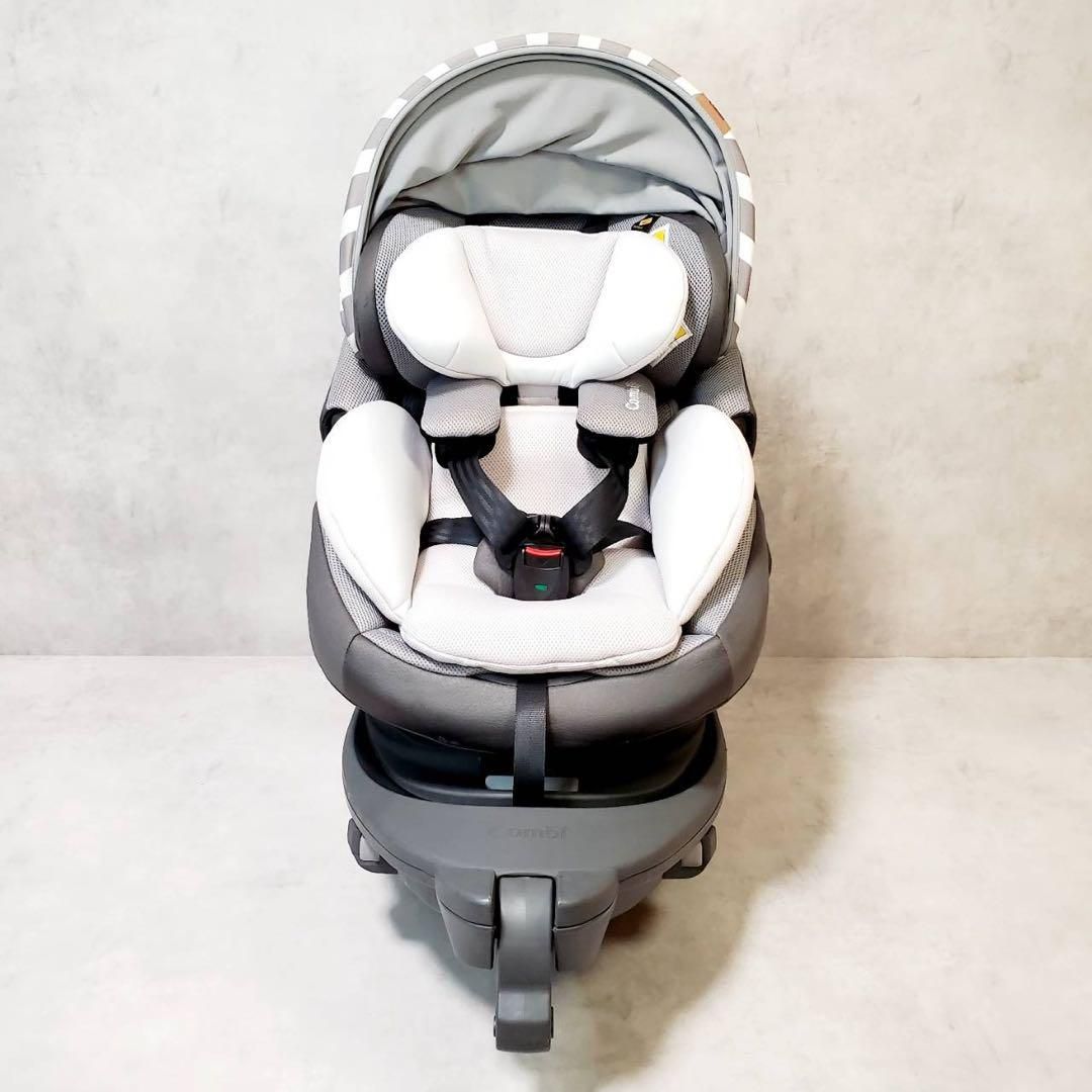 美品combi チャイルドシートTHES Air ISOFIX ストライプグレー 極美品！コンビ セパレート チャイルドシート THE S ザエス エアー