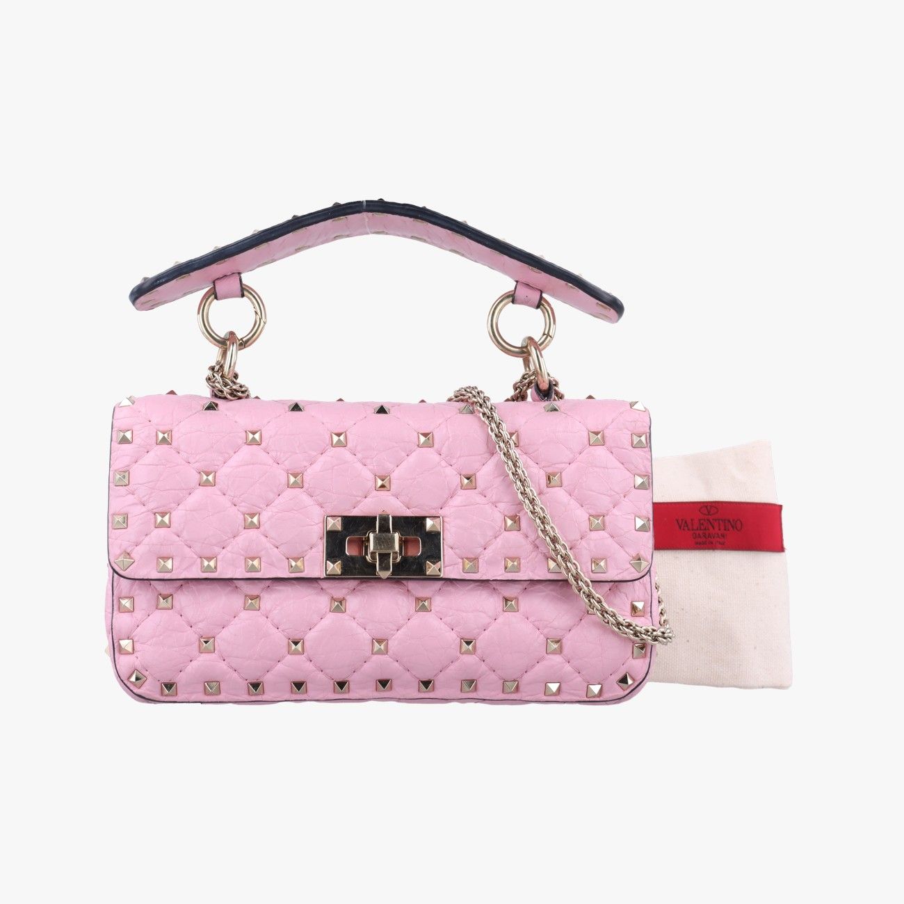 VALENTINO ミックスツイード スタッズ キュロット レッド 36 Valentino Garavani ロックスタッズ スパイク ハンドバッグ M