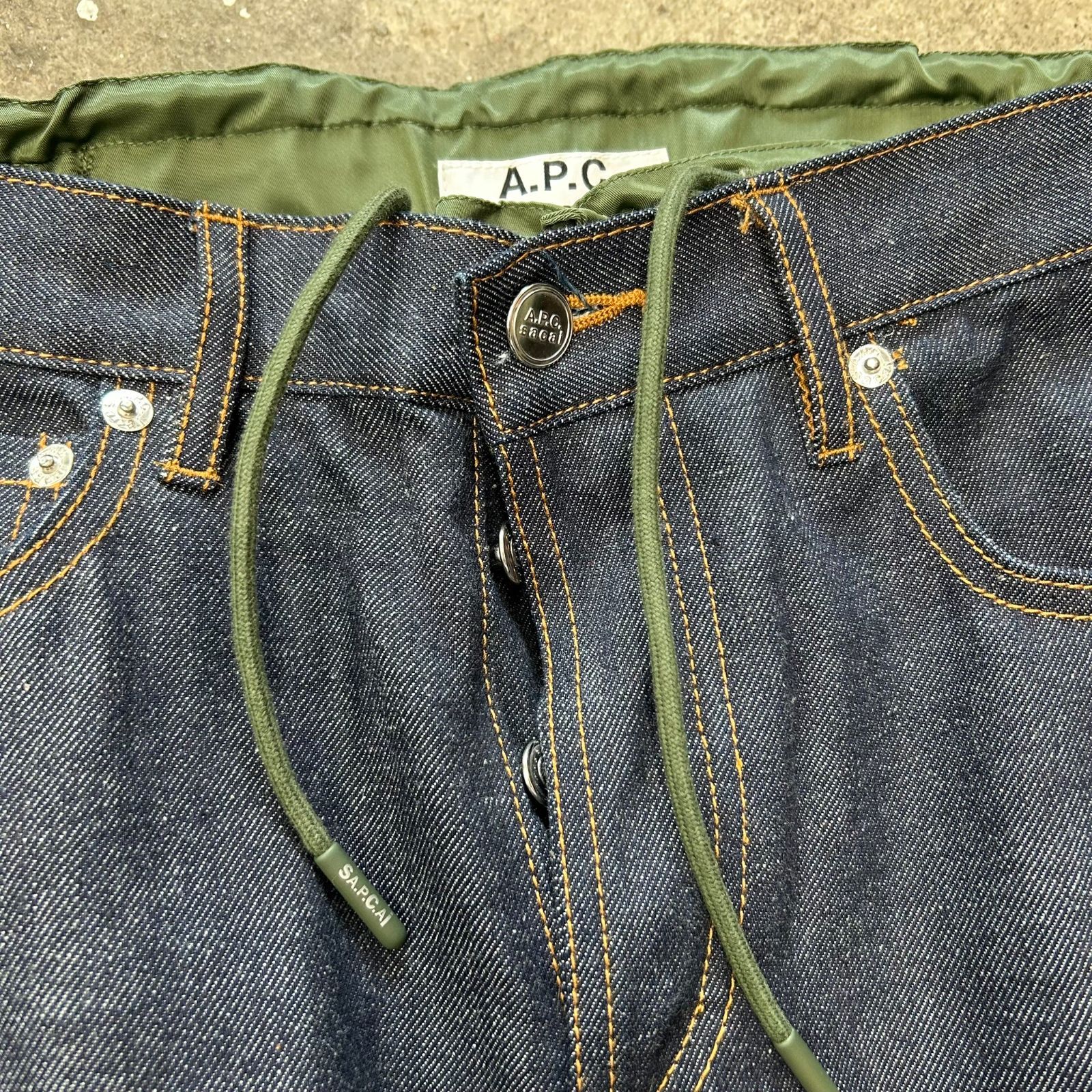 APC×Sacai 切替えデニム パンツ XS アーペーセー×サカイ - メルカリ