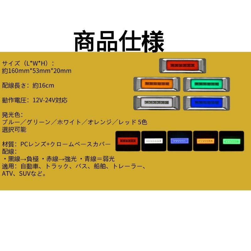 サイドマーカーランプ LED 12V 24V 車幅灯 リアサイドライト 信号灯 トラックスーパーグレート　UDクオン ギガ　プロフィア　キャンター  レンジャープロ