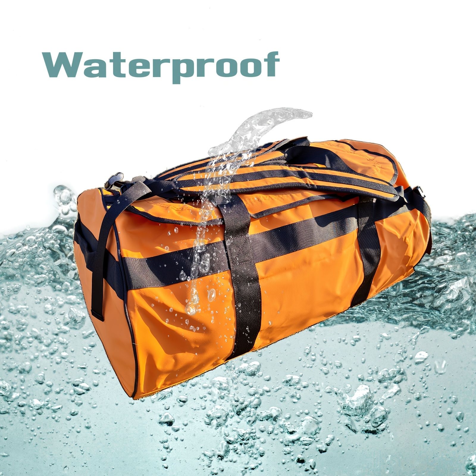 1pc LONGHIKER 90L 大型スポーツ旅行バッグ 防水PVCファブリック 調整 なストラップ キャンプ カヤック 釣り カヌー インラインスケートホイール ソンクラーン祭 - オレンジ
