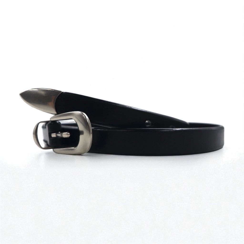 【匿名配送】MHL レザーナローベルト　新品未使用品 Genuine Leather Narrow Belt 牛革 ナロー ベルト L ブラック 未