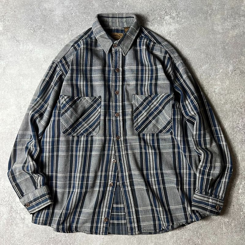 90s ST. JOHN'S BAY チェックシャツ ヘビーネルシャツ グレー 90's ST.JOHN'S BAY ヘビーネルシャツ 