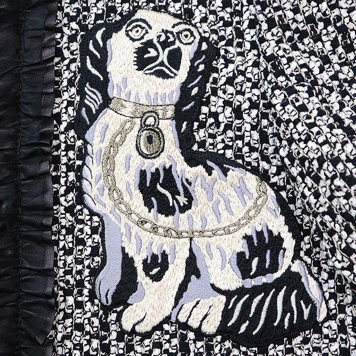 美品 グッチ ドッグ ツイード フリル ジャケット 460792 ホワイト×ブラック 40(56344 レースフリルツイードジャケット \u2013 BUNNY APARTMENT