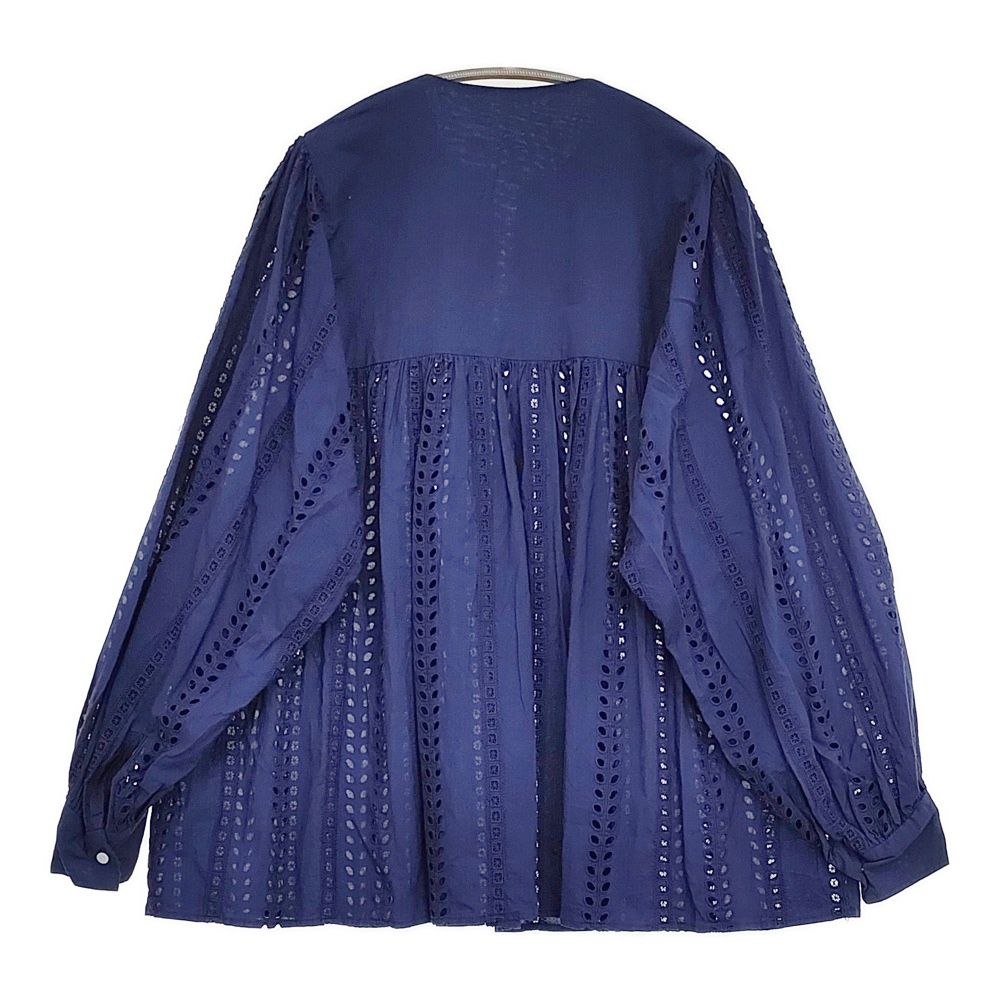 Toujours INDIAN LACE COTTON CLOTH 定価59400円 サイズ1 ブラウス シャツ 25 SS ネイビー レディース トゥジュー 5-0902 M