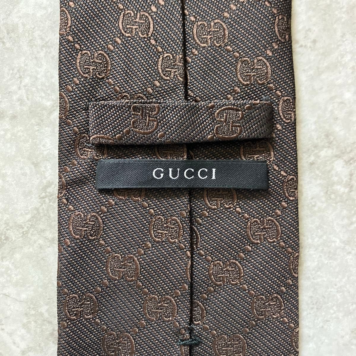 美品 GUCCI グッチ ネクタイ GG柄 インターロッキング ブラウン