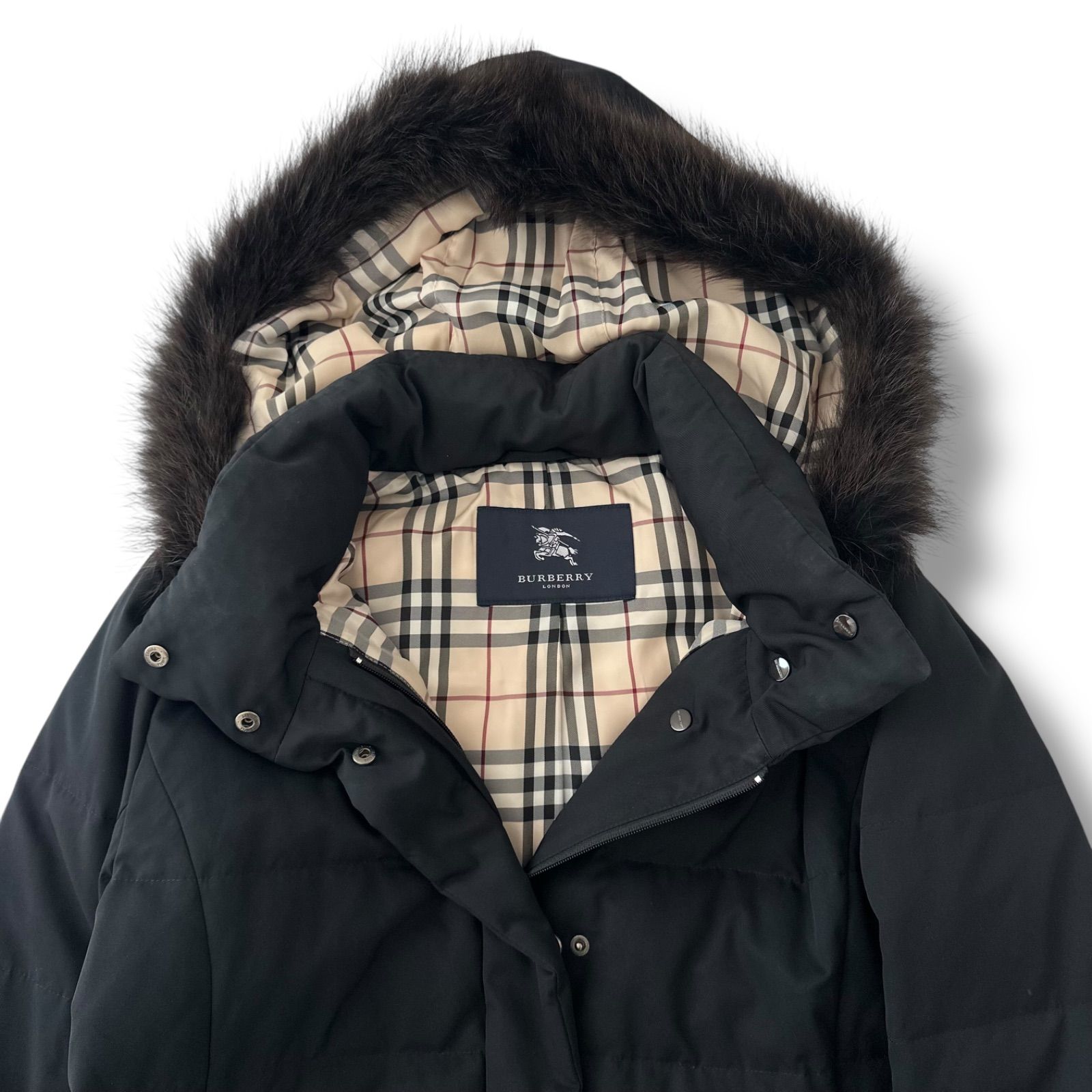 バーバリーロンドン ラクーンファー付き ダウンコート ノバ