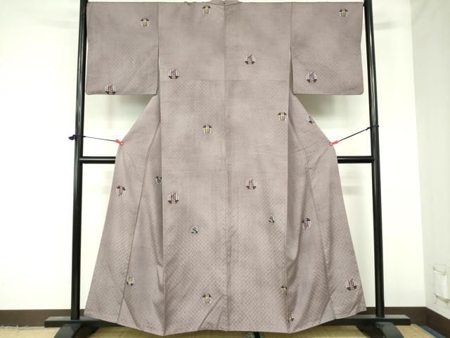 平和屋着物○上質な小紋 紬地 舞花文 暈し染め 正絹 逸品