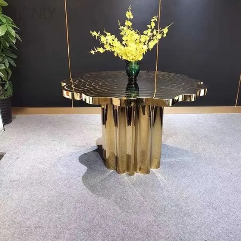 ダイニング テーブル 花びら型 ラグジュアリー ユニーク 直径100cm おしゃれ かわいい 北欧 ホテルライク リビング テーブル ゴールド