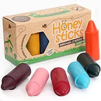 Honeysticks 100％純粋な蜜蝋クレヨン天然 非毒性 幼児 子供および子供のために安全 1年間プラス12パック