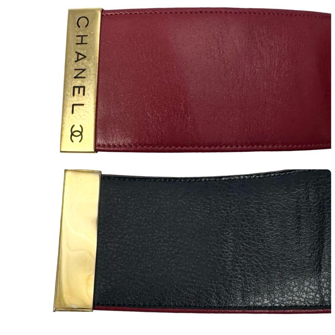 CHANEL シャネル ココマーク レザー ベルト レッド ゴールド レディース CHANEL シャネル ココマーク ゴールドバックル レザー ベルト
