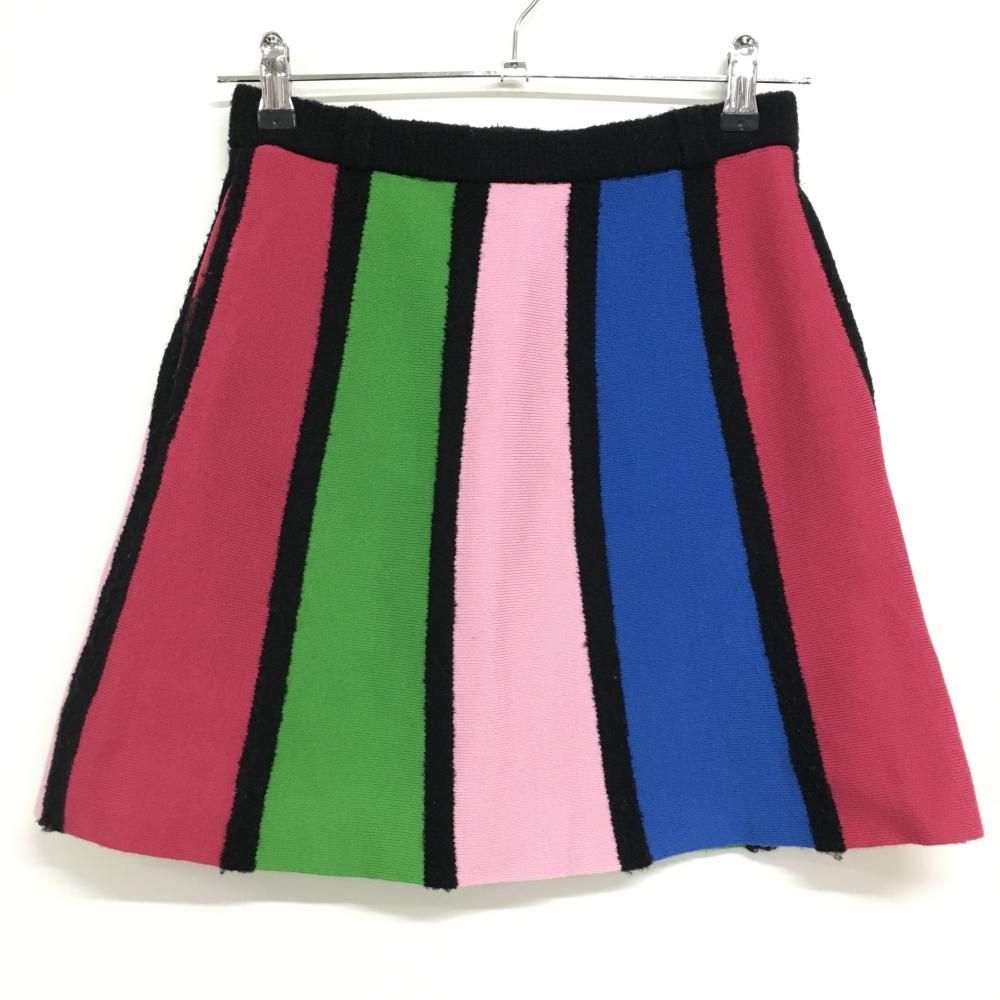 美品】アルチビオ ニットスカート マルチカラー×黒 ストライプ ウール
