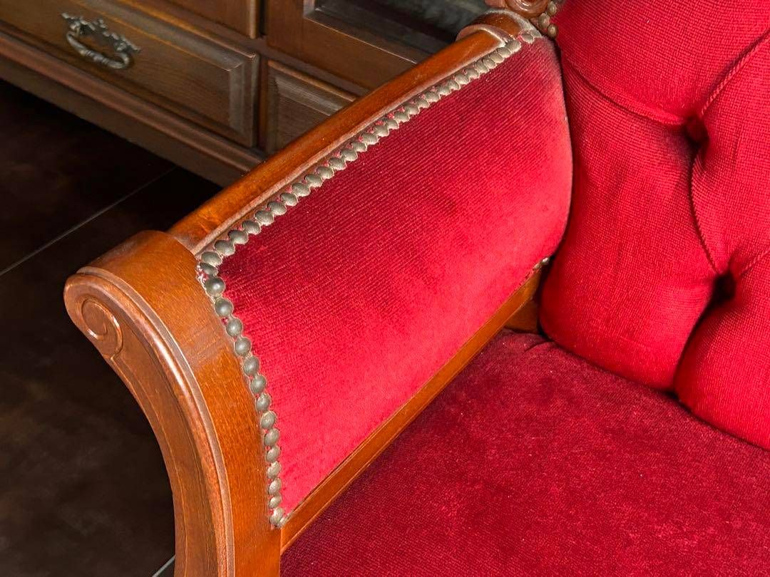 アンティーク ビンテージ クラシック 木彫 猫脚 レッド テレフォン