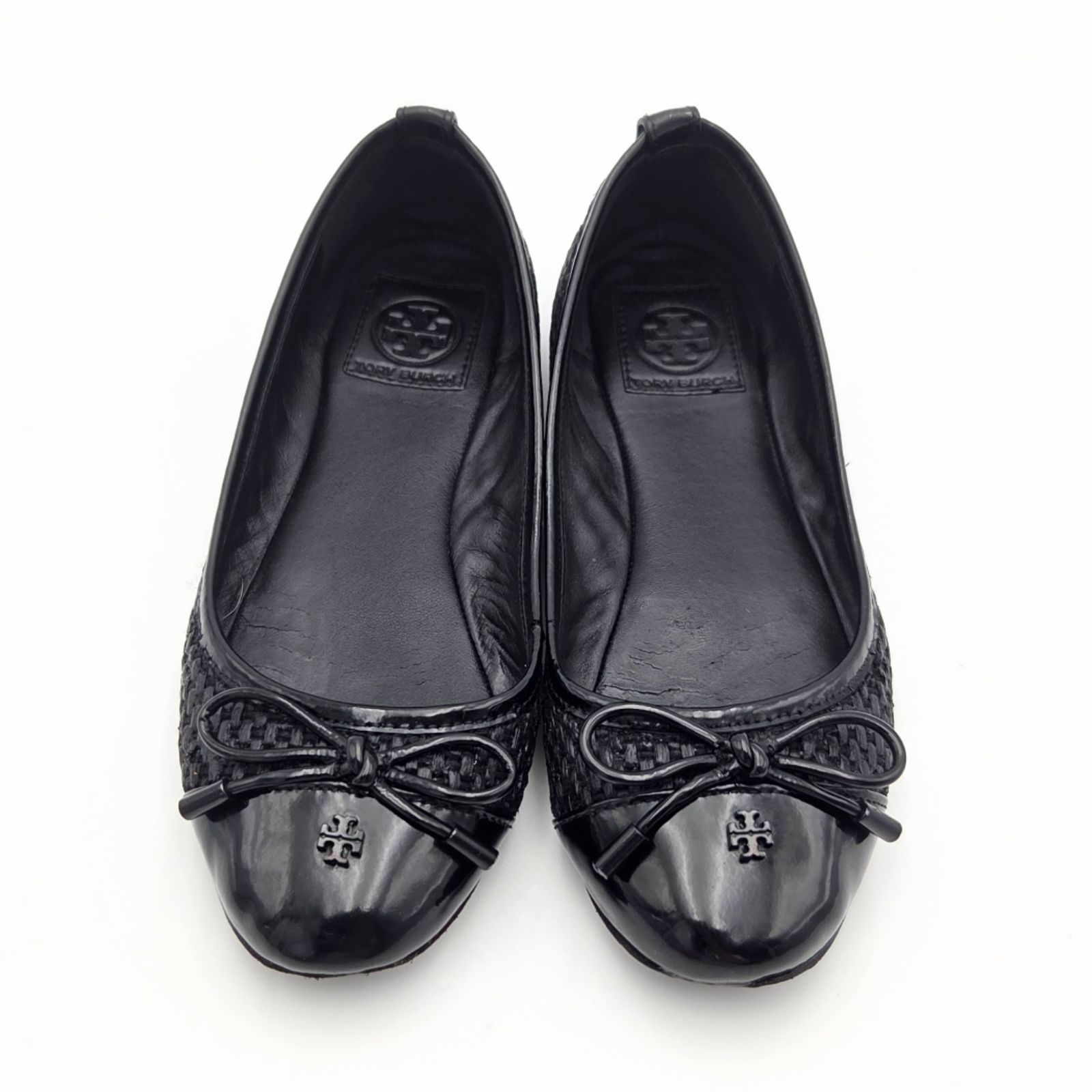 TORY BURCH トリーバーチ フラットシューズ リボン ストロー 5.5M 22.5 