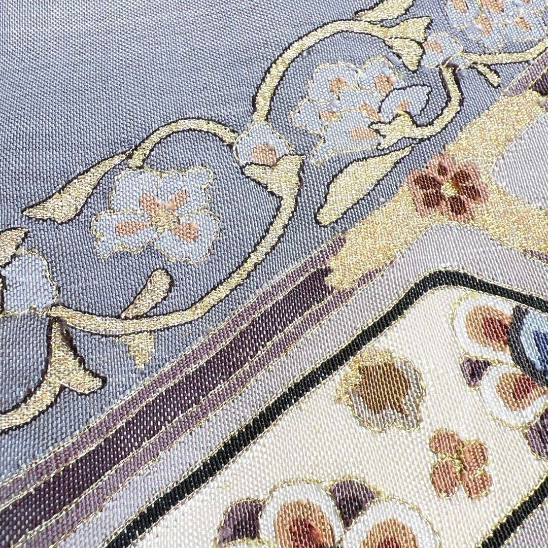 袋帯明綴れ金糸華紋花菱唐花模様青海波着物072a u