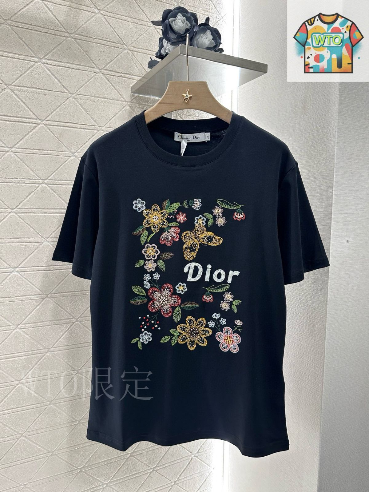 今日 Dior Round Neck Embroidered Beaded Tee 丸首刺しゅうビーズ T シャツ-2