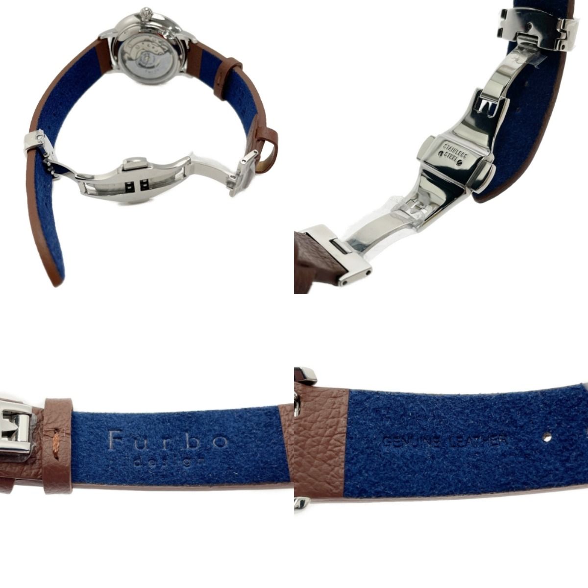 Furbo フルボデザイン 自動巻き F8402 シルバー×ブラウン ホワイト文字