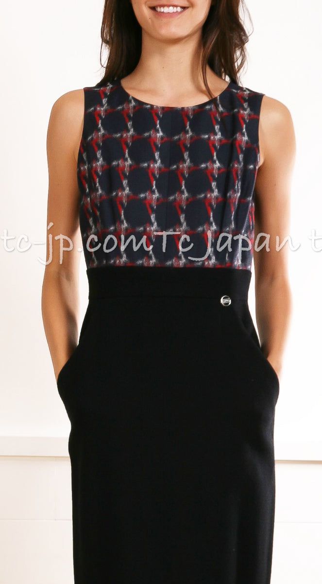 シャネル ワンピース CHANEL ネイビー レッド シルク トップス