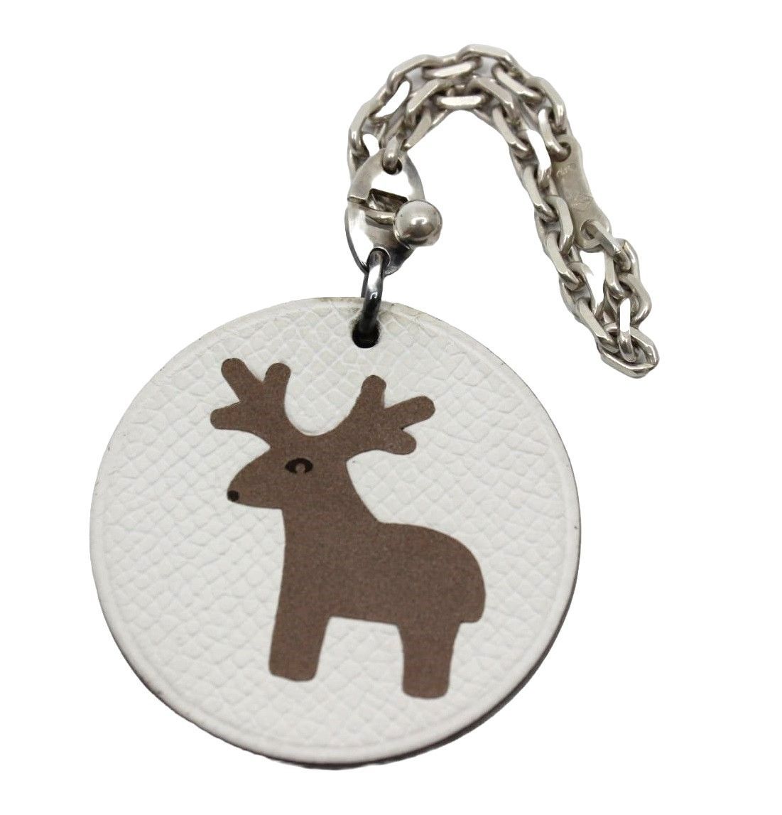 エルメス トナカイ チャーム キーホルダー レザー チェーン シルバー アニマル