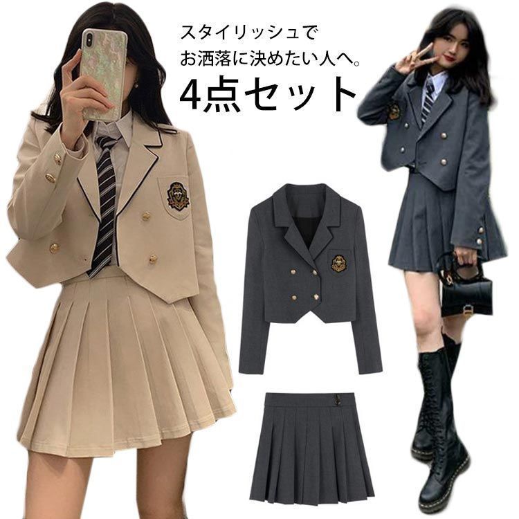 卒業式 スーツ 女の子 韓国 制服 4点セット　卒服 女の子 プレザー 大きいサイズ フォーマルスーツ 子供服 チェック柄 入学式 スーツ 女の子 小学校 韓国卒業式 スーツ 女の子 ピアノ発表会 