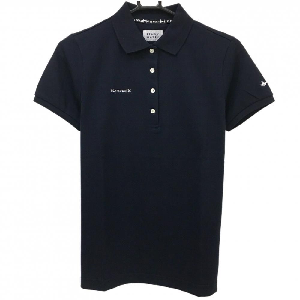 安い，HOT 【新品】パーリーゲイツ 半袖ポロシャツ ネイビー ロゴ刺しゅう シンプル レディース 1(M) ゴルフウェア PEARLY GATES シャツ