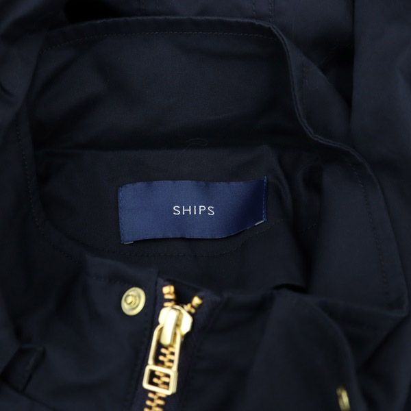 シップス SHIPS ビッグフードライナージャケット ブルゾン 36 S 紺