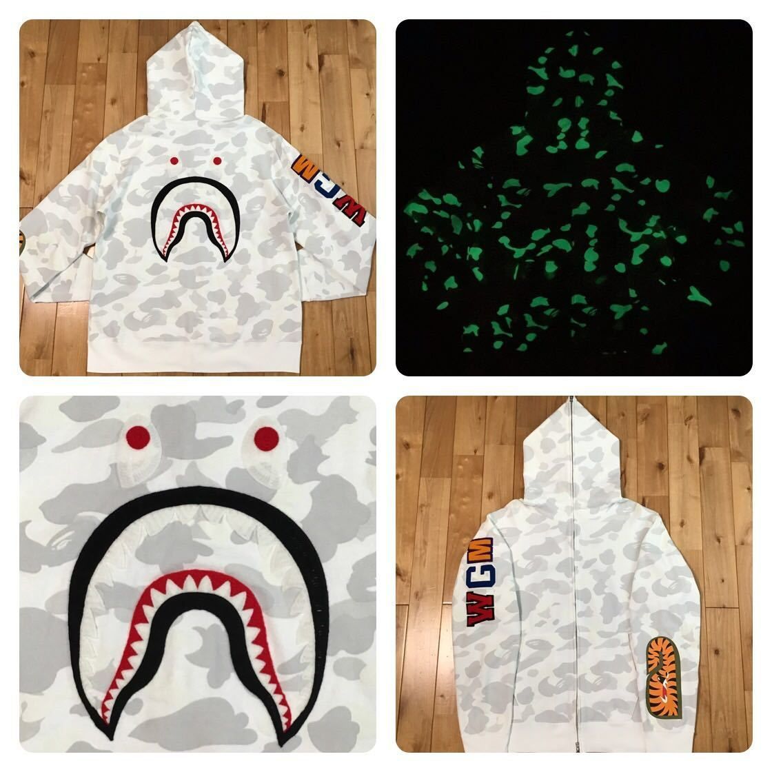 ★蓄光★ XL EMBROIDERY shark full zip hoodie City camo シャーク パーカー a bathing ape  BAPE エイプ ベイプ アベイシングエイプ