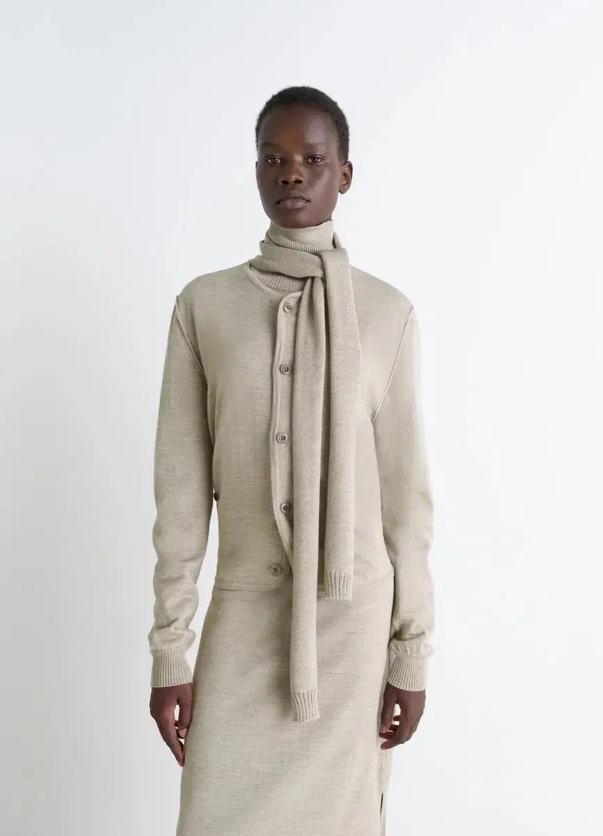 S LEMAIRE ルメール 25fw ツイスト スカーフ カーディガン|ライト トープ
