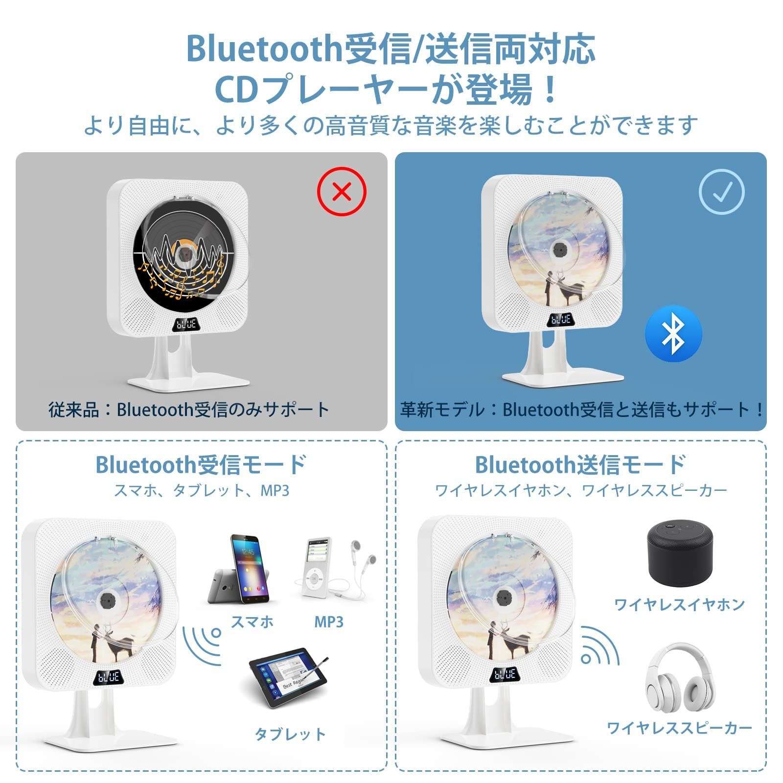 Bluetooth CDプレーヤー 卓上多機能◎開店以来♪大好評♪