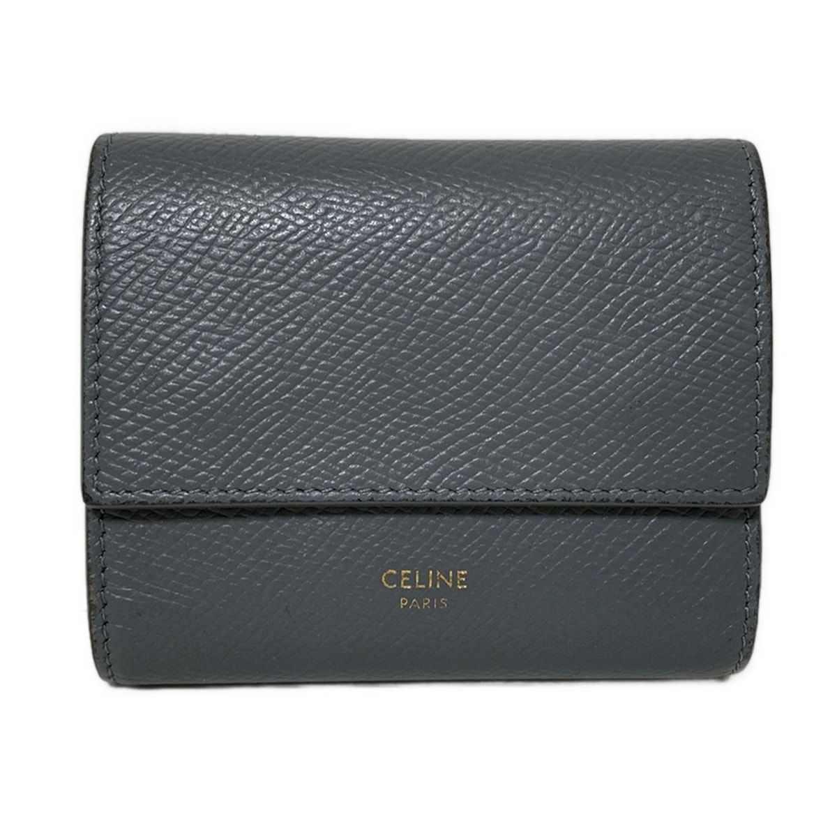 CELINE セリーヌ 3つ折り財布 - グレー レザー
